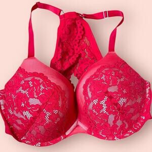 Bra Size 40D (Sister‎ 38DD 42C) Frederick's of Hollywood Heartthrob Lace Red